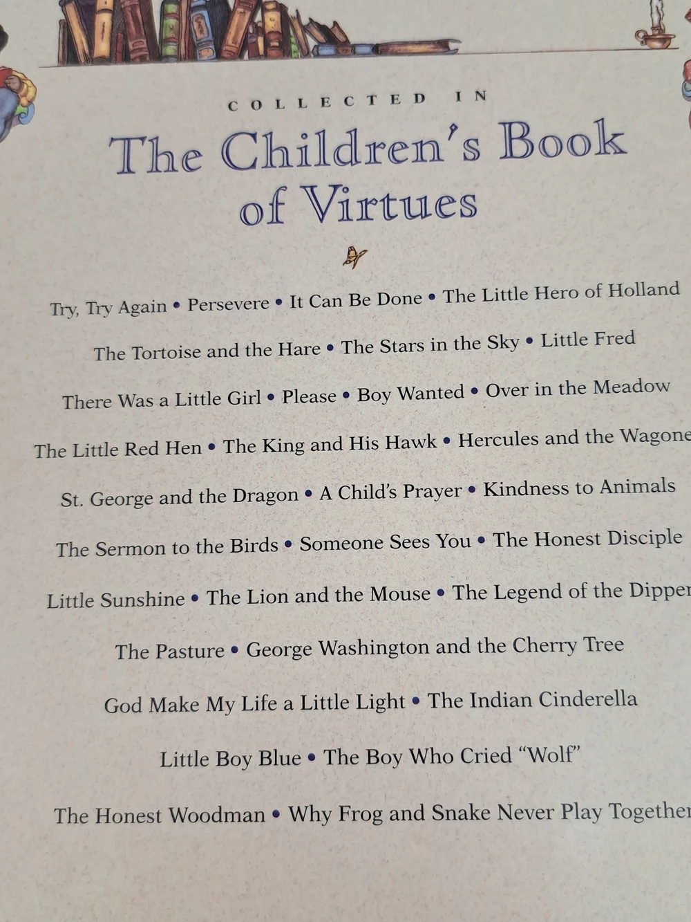 The Children's Book of Virtues by - William J. Bennett Cream Cover